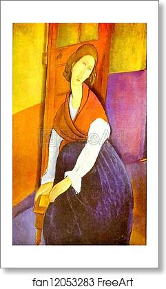 Free art print of Portrait of Jeanne Hébuterne (1898 -1920), Common-Law Wife of Amedeo Modigliani by Amedeo Modigliani