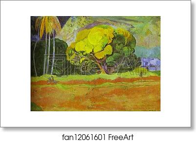 Free art print of Fatata te mouà (At the Foot of a Mountain) by Paul Gauguin