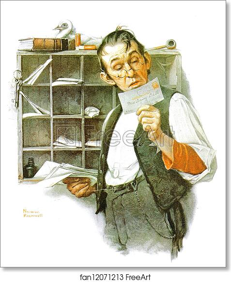 Free art print of Sorting Mail by Norman Rockwell