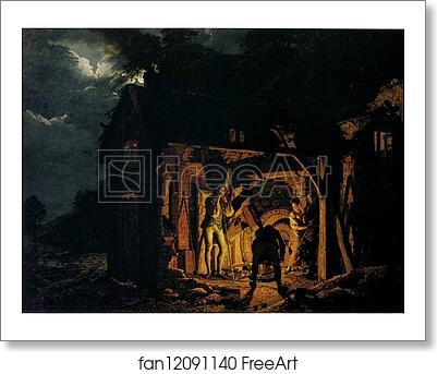 Free art print of An Iron Forge Viewed from Without by Joseph Wright Of Derby