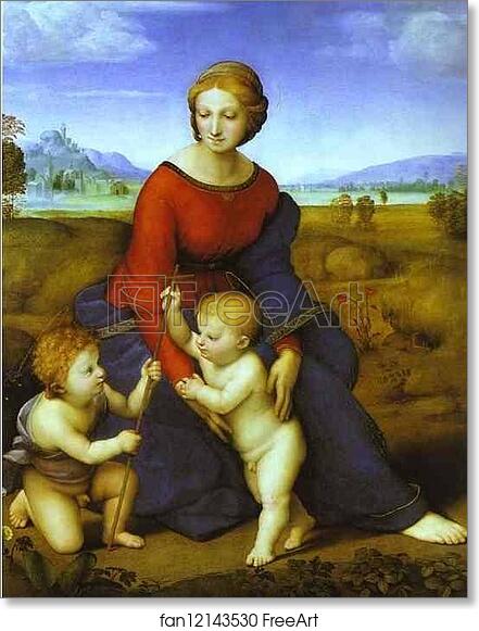 Free art print of Madonna of the Meadow by Raphael. 1505 or 1506. Oil