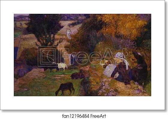 Free art print of Breton Shepherdess by Paul Gauguin