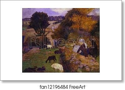Free art print of Breton Shepherdess by Paul Gauguin Free art print of Breton Shepherdess by Paul Gauguin