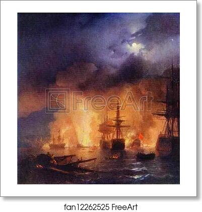 Free art print of The Battle of Chesme by Ivan Aivazovsky