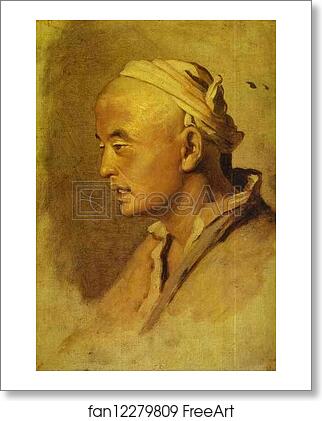 Free art print of Head of a Kirghiz. Study by Vasily Perov