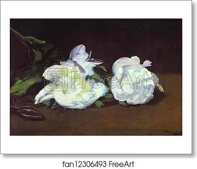 Free art print of Branch of White Peonies and Shears by Edouard Manet