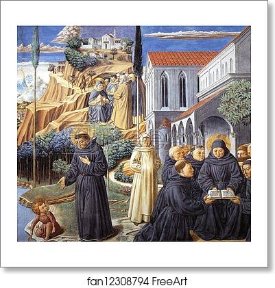 Free art print of The Parable of the Holy Trinity and the Visit to the Monks of Mount Pisano by Benozzo Gozzoli