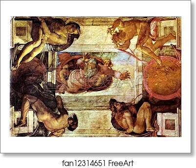Free art print of The Separation of Land and Water by Michelangelo