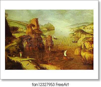 Free art print of Landscape with Christ Appearing to the Apostles at the Sea of Tiberias by Pieter Bruegel The Elder