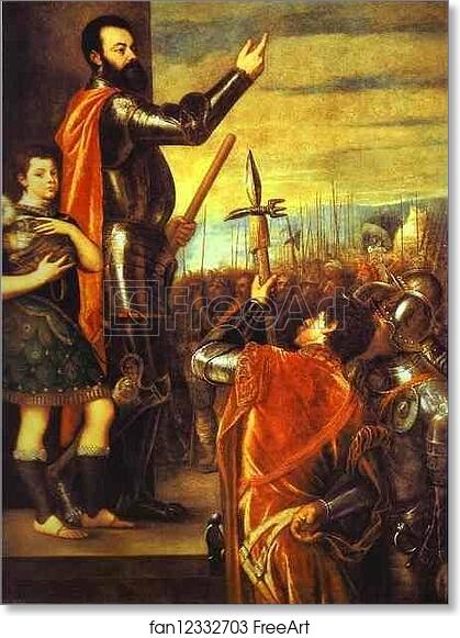 Free art print of Alfonso di'Avalos Addressing his Troops by Titian
