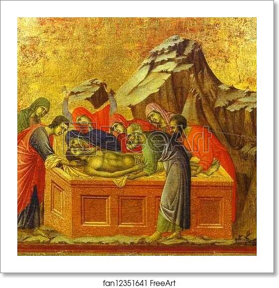 Free art print of Maestà (back, central panel) The Entombment by Duccio Di Buoninsegna