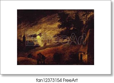Free art print of Dune Landscape by Moonlight by Adriaen Brouwer