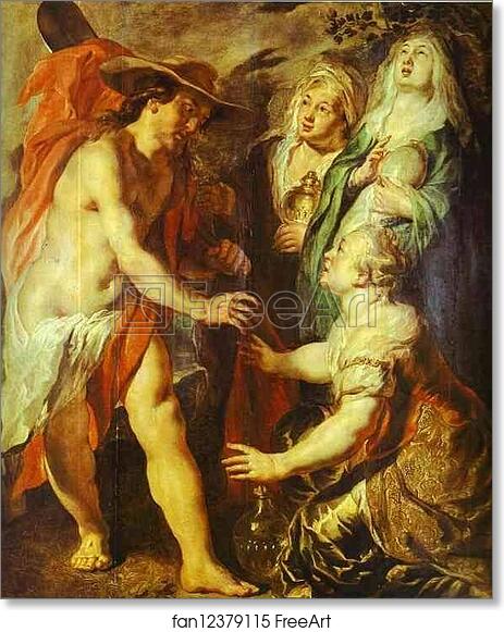 Free art print of Christ Comes as a Gardener to Three Marys by Jacob Jordaens