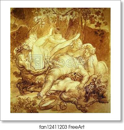 Free art print of Silen, Satyr and Bacchanals by Karl Brulloff