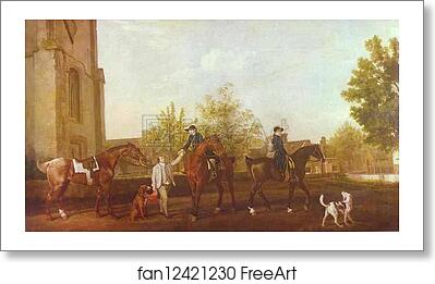 Free art print of Huntsmen Setting Out from Southill, Bedfordshire by George Stubbs