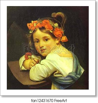 Free art print of Girl Wearing the Poppy Wreath by Orest Kiprensky