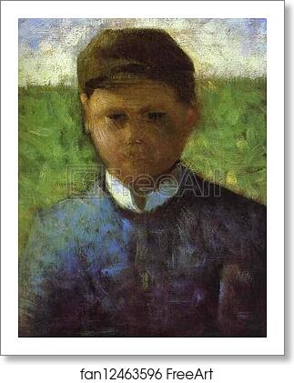 Free art print of Young Peasant in Blue by Georges Seurat