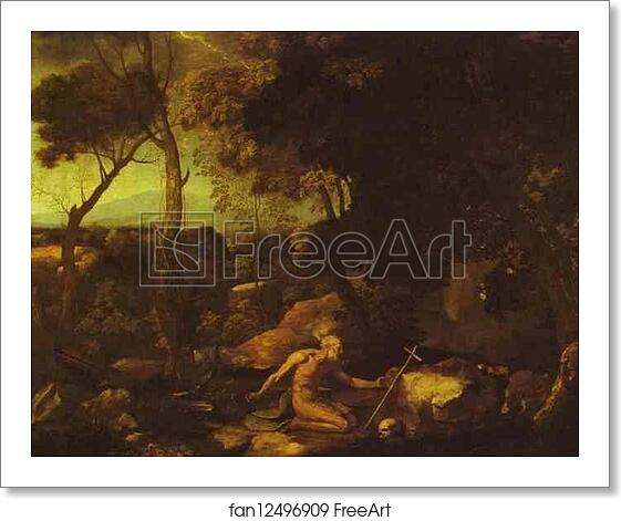Free art print of Landscape with St. Jerome by Nicolas Poussin Free art print of Landscape with St. Jerome by Nicolas Poussin