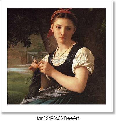 Free art print of La tricoteuse (The Knitting Girl). Detail by William-Adolphe Bouguereau