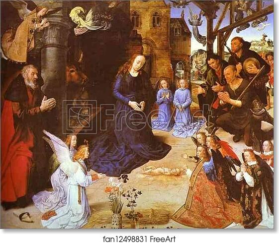 Free art print of Adoration of the Shepherds (cenral panel of the Portinari Altar) by Hugo Van Der Goes