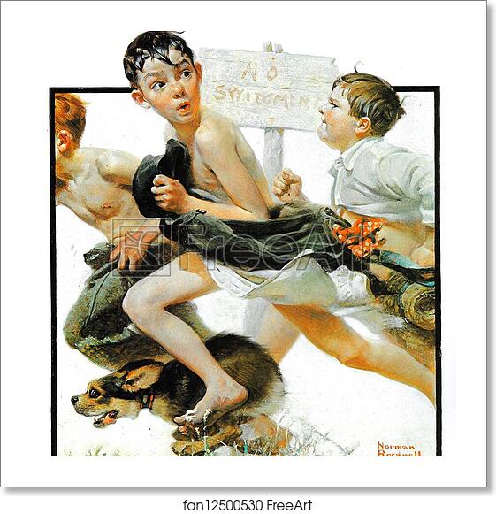 Free art print of No Swimming by Norman Rockwell Free art print of No Swimming by Norman Rockwell