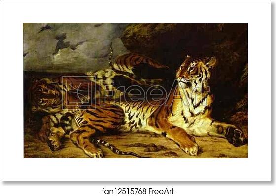 Free art print of A Young Tiger Playing with its Mother by Eugène Delacroix Free art print of A Young Tiger Playing with its Mother by Eugène Delacroix