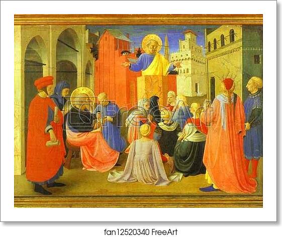 Free art print of Linaiuoli Tabernacle, predella: Peter Preaching with Mark by Fra Angelico Free art print of Linaiuoli Tabernacle, predella: Peter Preaching with Mark by Fra Angelico