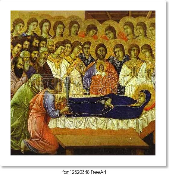 Free art print of Maestà (front, crowning panels) The Death of the Virgin by Duccio Di Buoninsegna