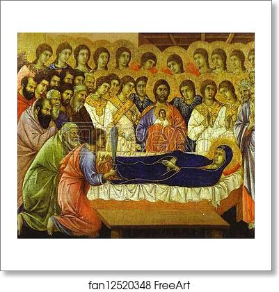 Free art print of Maestà (front, crowning panels) The Death of the Virgin by Duccio Di Buoninsegna