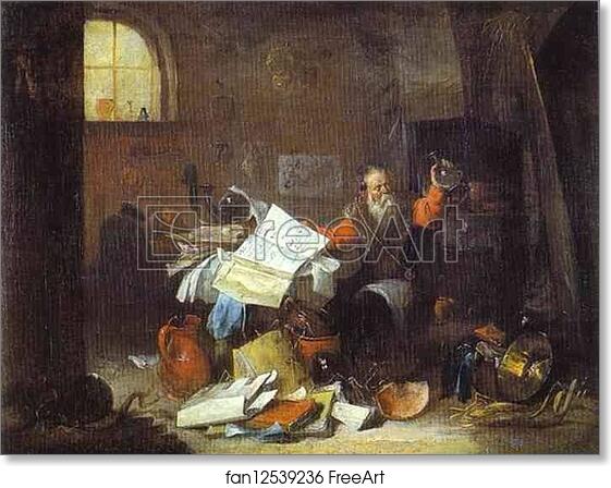 Free art print of The Alchemist by David Teniers The Younger