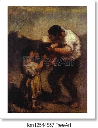 Free art print of The Kiss by Honoré Daumier