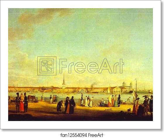 Free art print of View of the Admiralty as Seen from the Embankment of Vasilievsky Island by Johann Georg Mayr