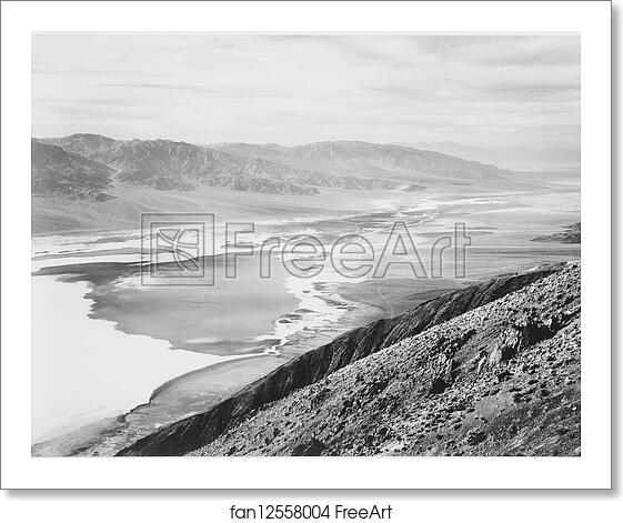 Free art print of Looking across desert toward mountains, "Death Valley National Monument," California.  Photographs of National Parks and Monuments, compiled 1941 - 1942, documenting the period ca. 1933 - 1942. by Ansel Adams (1902-1984)
