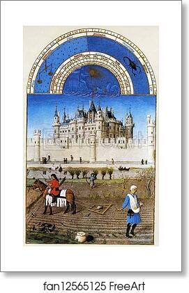 Free art print of Les trÄ�s riches heures du Duc de Berry. October. Louvre Palace by Limbourg Brothers