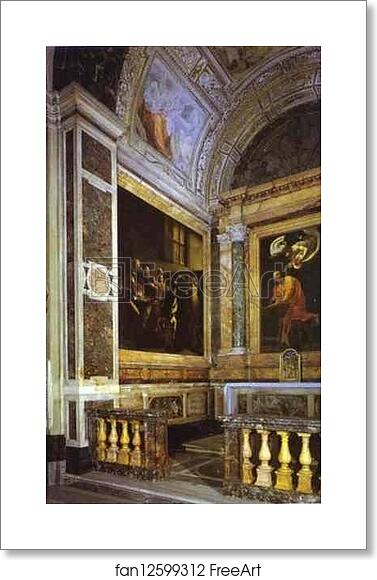 Free art print of Interior of Contarelli Chapel. San Luigi dei Francesi, Rome, Italy by Caravaggio