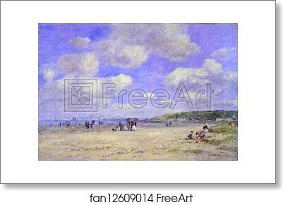 Free art print of The Beach at Tourgéville-les-Sablons by Eugène-Louis Boudin