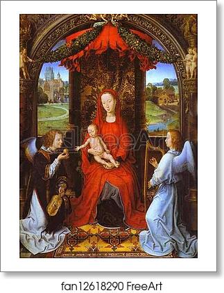 Free art print of Madonna and Child with Two Angels by Hans Memling