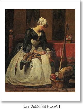 Free art print of The Embroiderer by Jean-Baptiste-Simeon Chardin