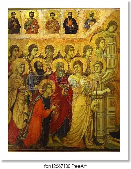 Free art print of Maestà (front, central panel, detail of) The Mother of God Enthroned with the Christ Child, amidst Angels and Saints by Duccio Di Buoninsegna Free art print of Maestà (front, central panel, detail of) The Mother of God Enthroned with the Christ Child, amidst Angels and Saints by Duccio Di Buoninsegna