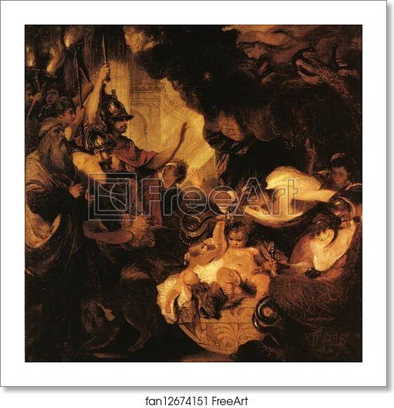 Free art print of The Infant Hercules Strangling Serpents in His Crade by Sir Joshua Reynolds