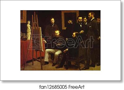 Free art print of A Studio in the Batignolles (Homage to Manet) by Henri Fantin-Latour