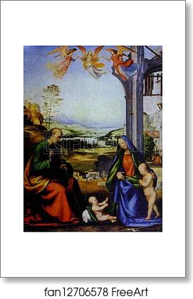 Free art print of The Holy Family with St. John the Baptist by Fra Bartolommeo