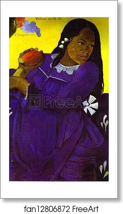 Free art print of Vahine no te vi (Woman with a Mango) by Paul Gauguin