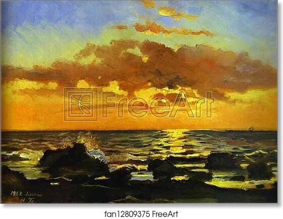 Free art print of Sunset on the Sea at Livorno by Nikolay Gay