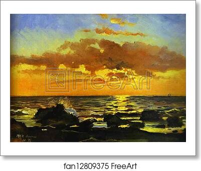 Free art print of Sunset on the Sea at Livorno by Nikolay Gay
