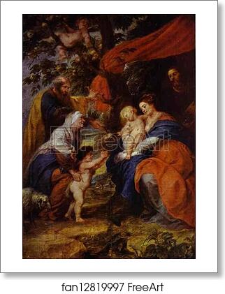 Free art print of The St. Ildefonso Altar (outer wings). The Holy Family under the Apple-Tree by Peter Paul Rubens