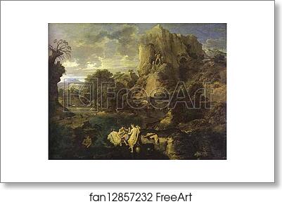 Free art print of Landscape with Hercules and Cacus by Nicolas Poussin