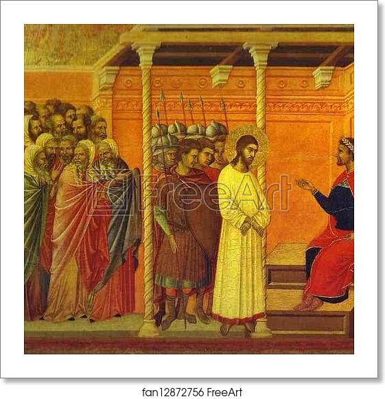 Free art print of Maestà (back, central panel) Pontius Pilate’s Second Interrogation of Christ by Duccio Di Buoninsegna