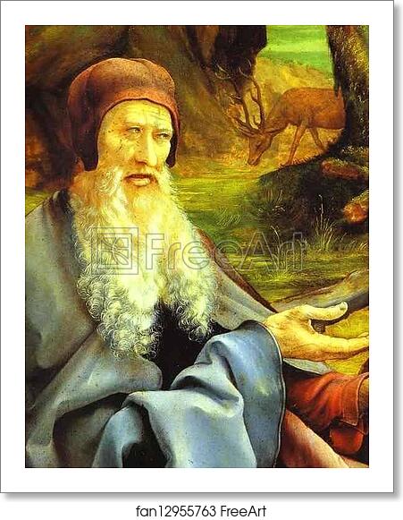 Free art print of St Anthony Visiting St Paul the Hermit in the Desert. Detail. St. Anthony by Matthias Grünewald Free art print of St Anthony Visiting St Paul the Hermit in the Desert. Detail. St. Anthony by Matthias Grünewald
