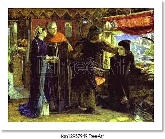 Free art print of The First Anniversary of the Death of Beatrice: Dante Drawing the Angel by Dante Gabriel Rossetti